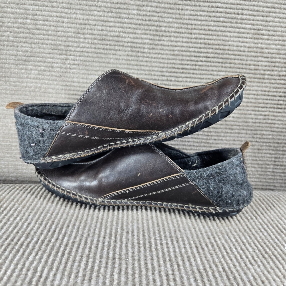 Timberland‎ Mens 11 Brown Leather Felt Whipstitch Anti-Fatigue Slip On Loafers